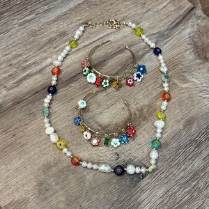 ❤️ Funky, Colorful Beaded Necklace & Earring Set